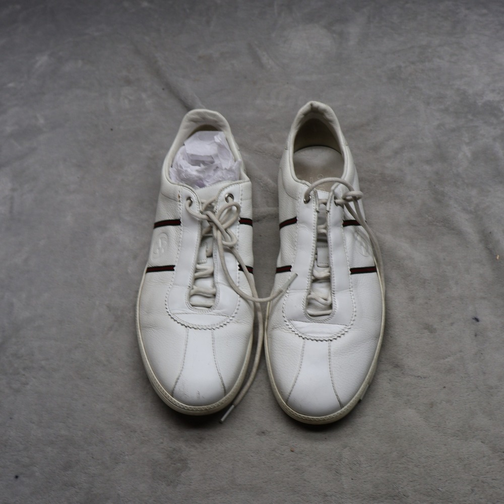 Gucci Mens 12 Sneakers White Leather Low Top Lace-Up Casual Classic Driving VTG - Picture 2 of 16